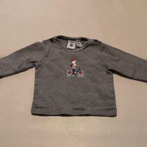 Petit Bateau Black and White Boatneck Top 3m